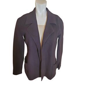 Anne Klein Vintage Deep Purple Wool Shacket Sweater Jacket Sz M/L